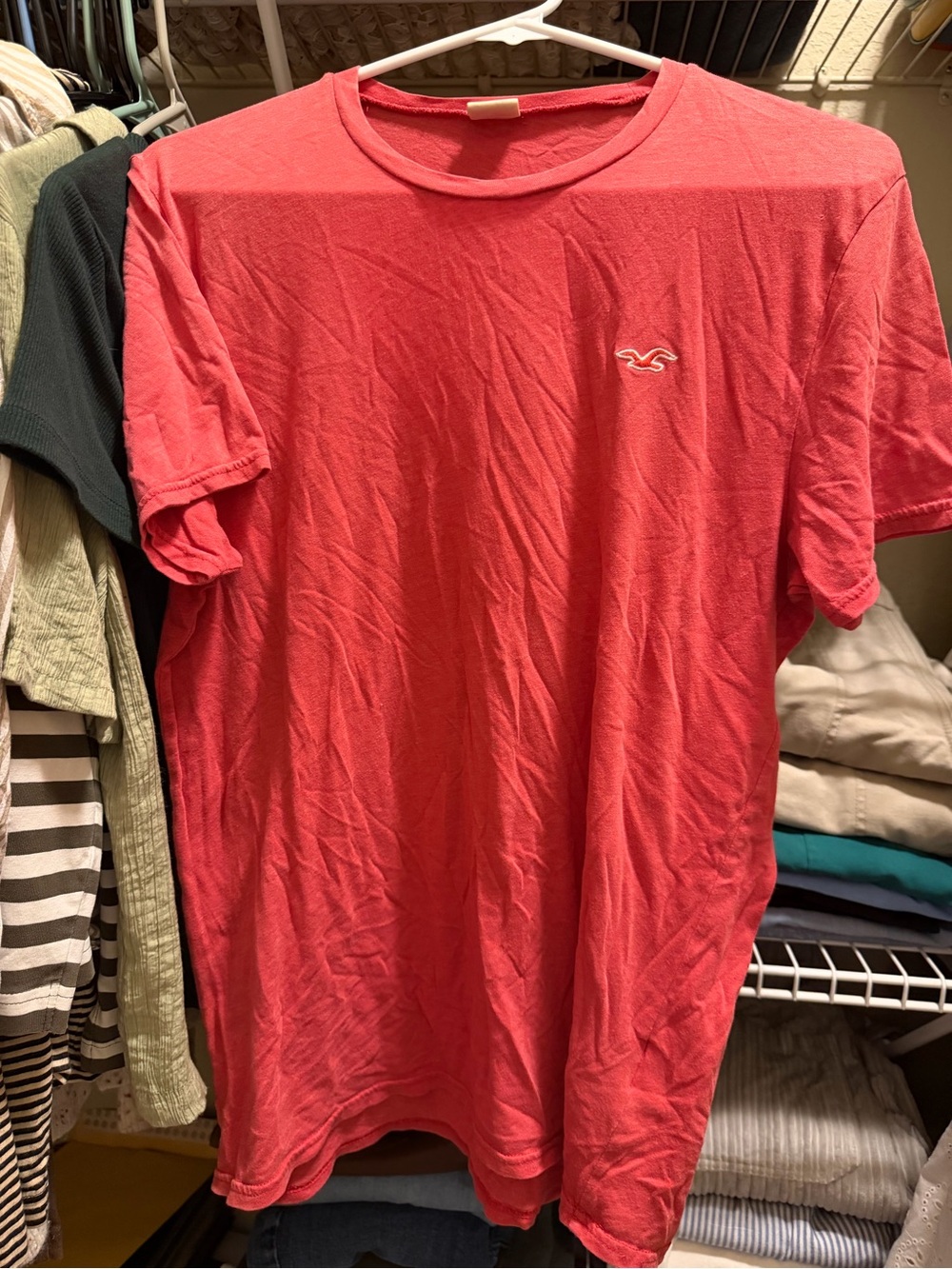 Hollister Short-Sleeve Crew T-Shirt in Coral
